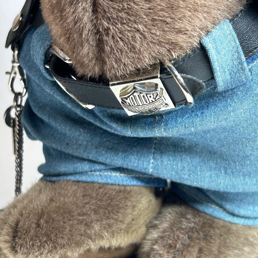 Franklin Mint Harley Davidson Plush Bear Biker Outfit Studded Vest Wallet Key - Picture 5 of 16